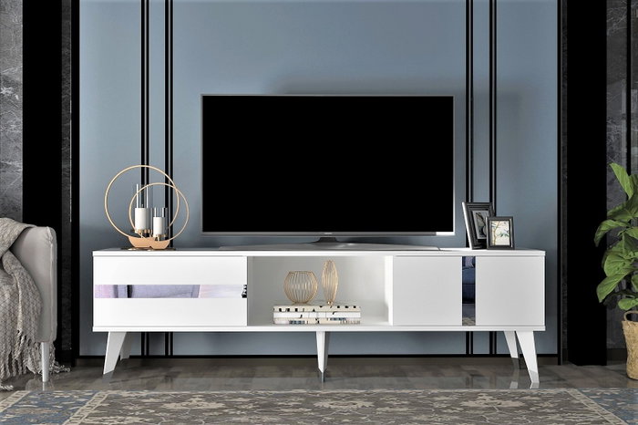 Hanah Home Vania Soporte de TV Blanco y Plata